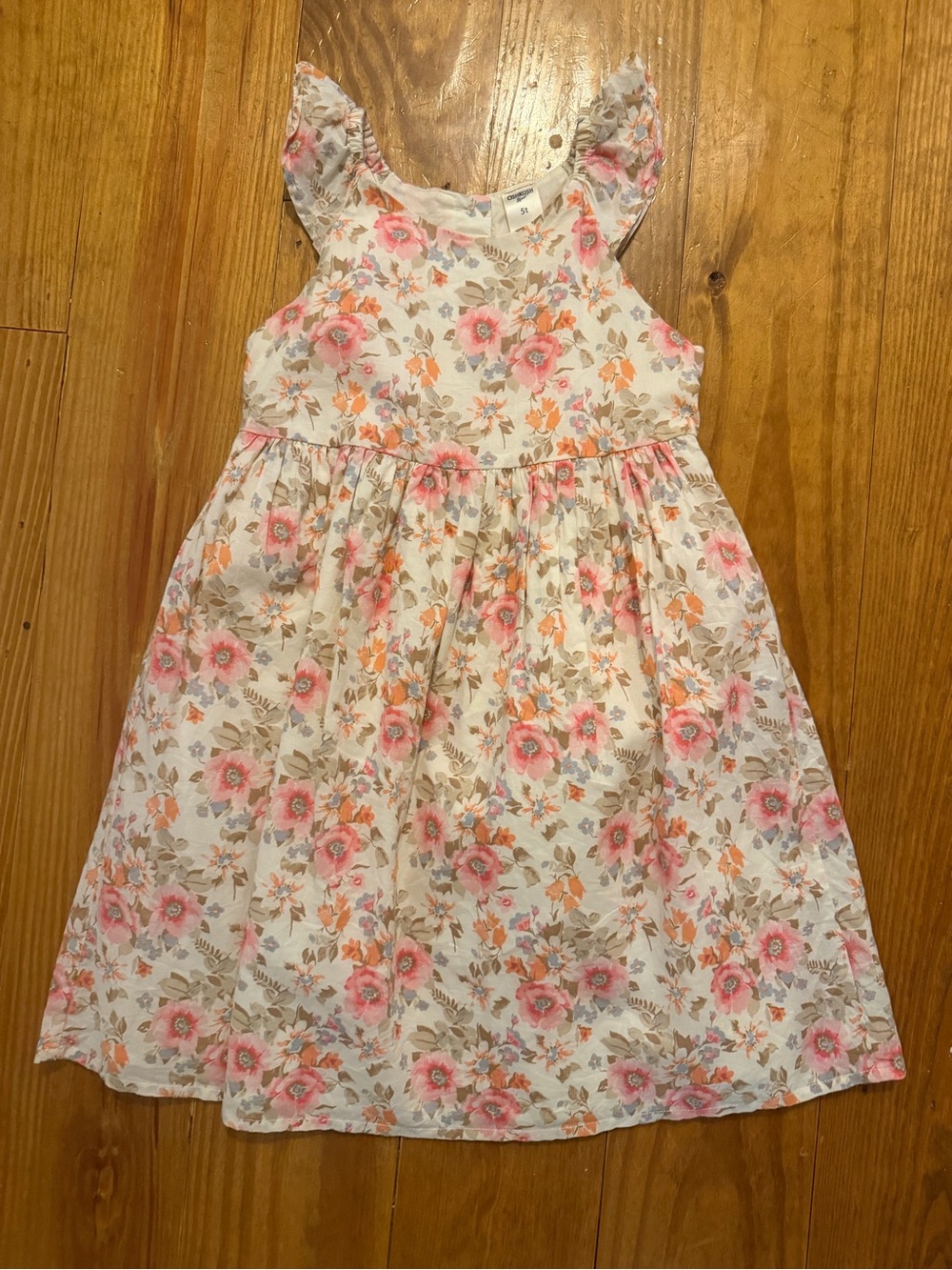 OshKosh B'gosh Pink & Cream Floral Flutter-Sleeve Dress
